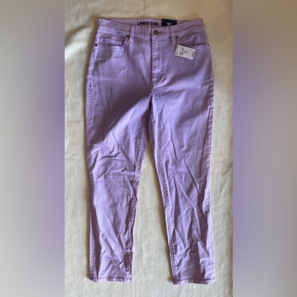 NWT Lands End High Rise Slim Leg Lavender Pants - Picture 1 of 5